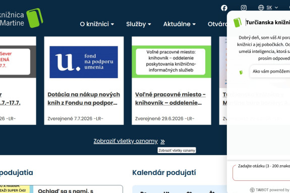 Turčianska knižnica búra bariéry: Ako prvá v Žilinskom kraji spúšťa AI asistenta a mobilnú aplikáciu Turčianska knižnica búra bariéry: Ako prvá v Žilinskom kraji spúšťa AI asistenta a mobilnú aplikáciu