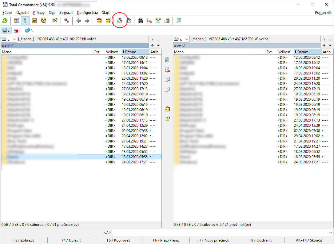 FTP navod- otvorenie Total Commander