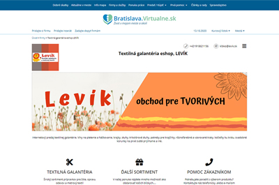 Bratislava.Virtualne.sk » Textilná galantéria LEVÍK